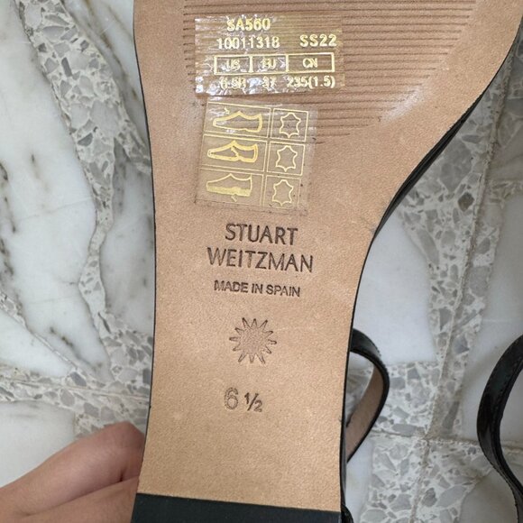 Stuart Weitzman Womens Nudist Curve Heel Black Patent Leather Wedge Size 6.5 NEW - Picture 9 of 9